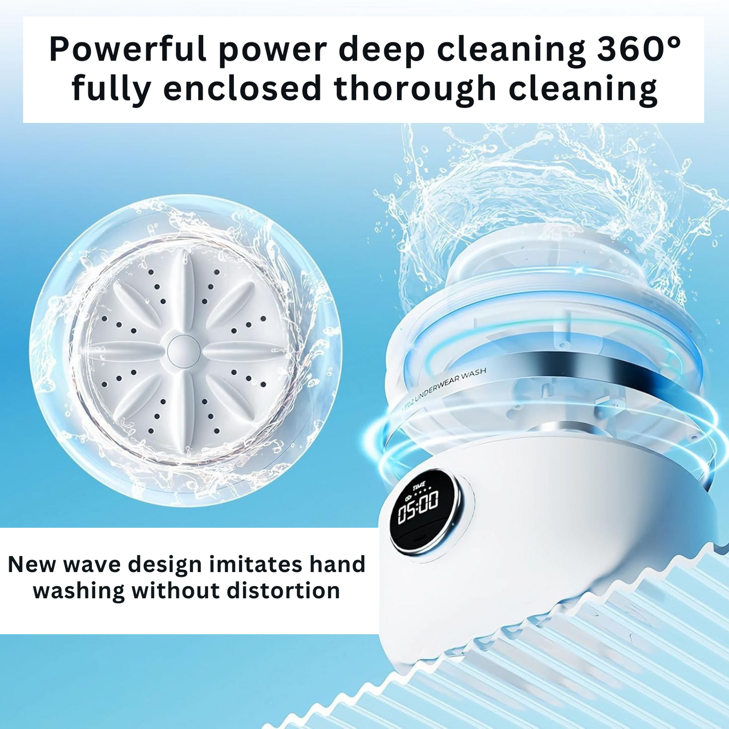 FreshWave™ Mini Washer – Smart Portable Washing Machine